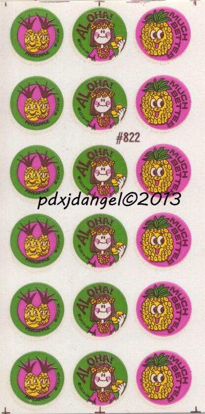 Teech-Um Glossy Sniff Sticker Sheet:  Pineapple