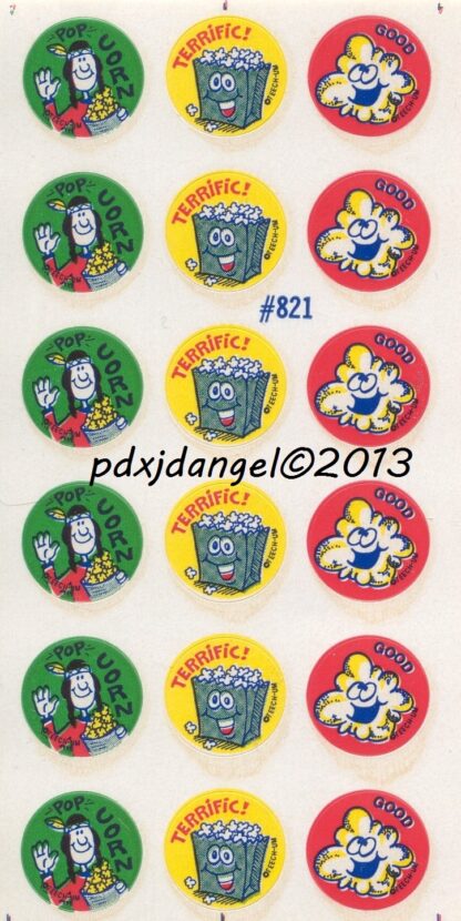 Teech-Um Glossy Sniff Sticker Sheet:  Popcorn