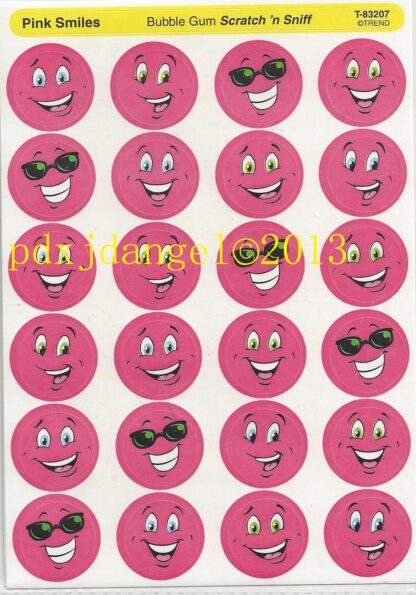 Trend Glossy Sniff Sticker Sheet-Smiley Face (Bubblegum)