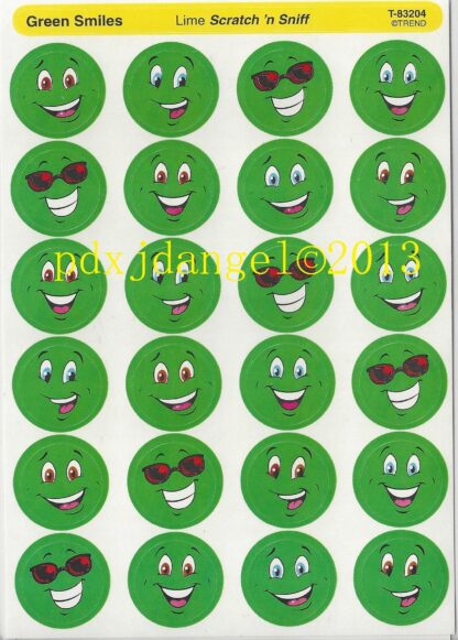 Trend Glossy Sniff Sticker Sheet-Smiley Face (Lime)
