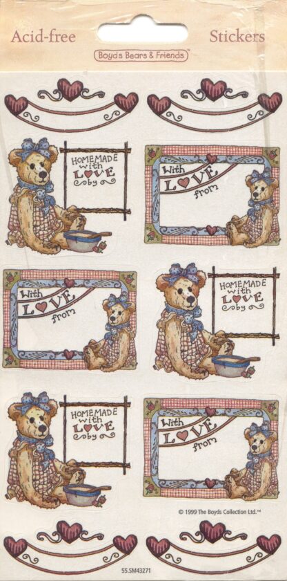 Vintage Stickers, Mint in Package: Boyd's Bears Homemade with Love