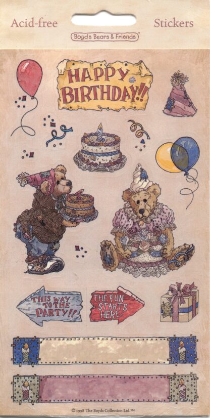 Vintage Stickers, Mint in Package: Boyd's Bears Birthday