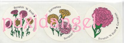 Vintage CTP Glossy Sniff Sticker Strip: Carnation Flowers