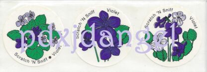 Vintage CTP Glossy Sniff Sticker Strip: Violet Flowers