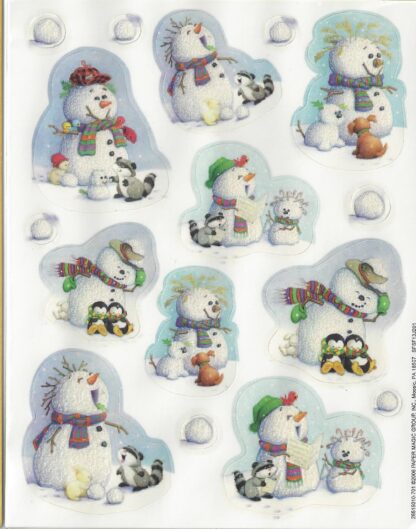 Sticker Sheet: Glitter Snowmen