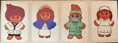 Vintage Stickers: 1 strip, 4 stickers: Trolls Healthcare