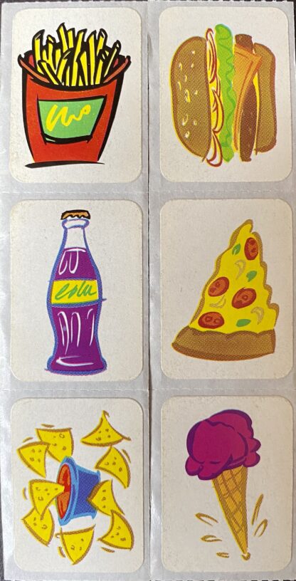 Vintage Stickers: 2 strips, 6 stickers; Fast Food