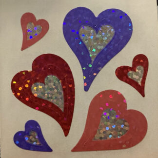 Vintage Sandylion (Logo): Prism Red Pink Purple Hearts