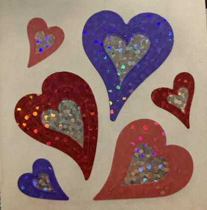Vintage Sandylion (Logo): Prism Red Pink Purple Hearts